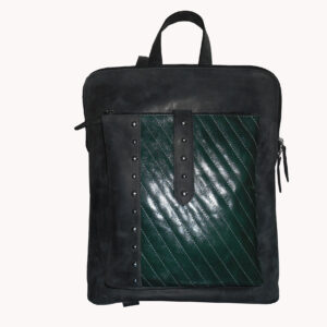 Quilted Leather Laptop Backpack – Black & Forest Green