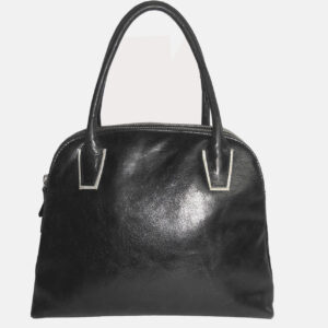 Classic Leather Handbag – Black