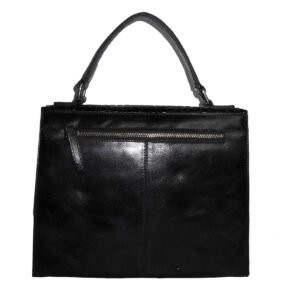 Croc-Embossed Leather Top Handle Bag – Black (Back Zip Edition)
