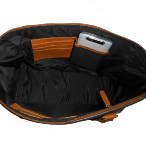 Premium Leather Zip Tote – Brown