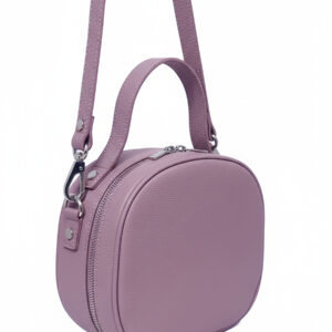 Pebbled Leather Round Sling Bag – Dusty Mauve