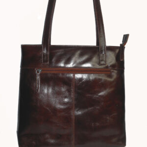 Classic Leather Shoulder Tote – Dark Brown