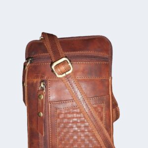 Artisan Woven Leather Crossbody Sling Bag – Heritage Brown