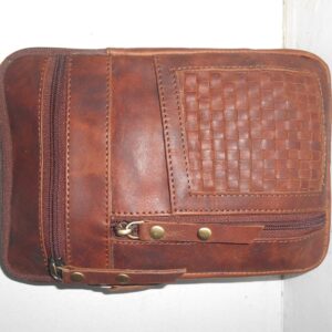 Artisan Woven Accented Leather Crossbody Organizer