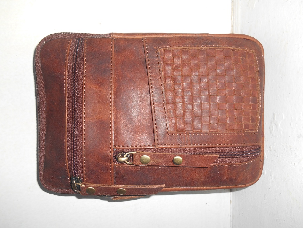 Artisan Woven Accented Leather Crossbody Organizer