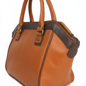Classic Dual-Tone Leather Handbag – Tan & Brown