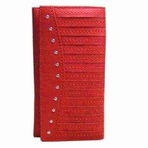 Scarlet Studded Leather Long Wallet