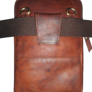 Handcrafted Full-Grain Leather Vertical Belt Pouch / Crossbody Travel Organizer