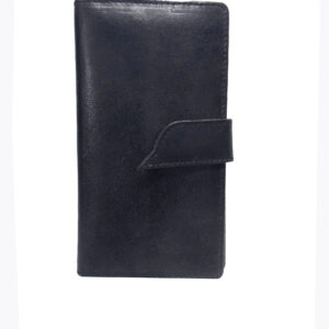 Crackle Leather Long Wallet – Navy