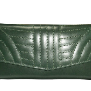 Emerald Chevron Stone-Polish Leather Clutch Wallet