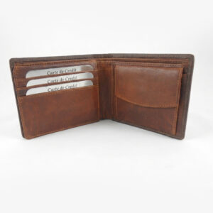 Heritage Cognac Leather Bifold Wallet with Coin Pocket