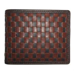 Hand-Woven Two-Tone Leather Bifold Wallet