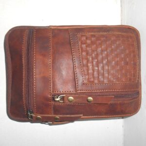 Handcrafted Distressed Leather Multi-Zip Crossbody Organizer
