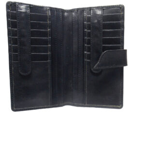 Crackle Leather Multi-Card Long Wallet – Navy